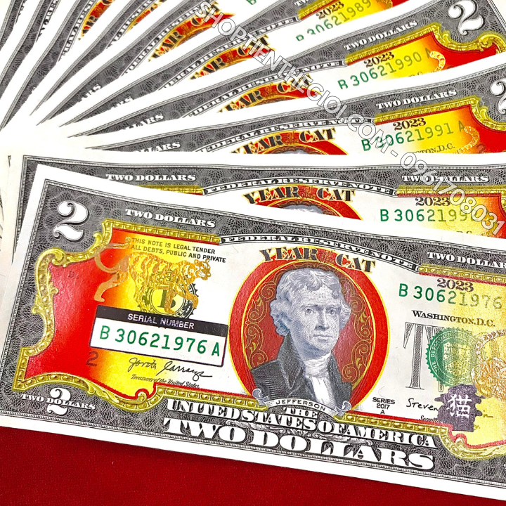 Tiền Năm Sinh 2 USD Hình Con Mèo Mạ Vàng 2023 - SP005990